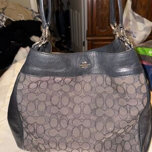Coach Black and Gray Signature Shoulder Bag